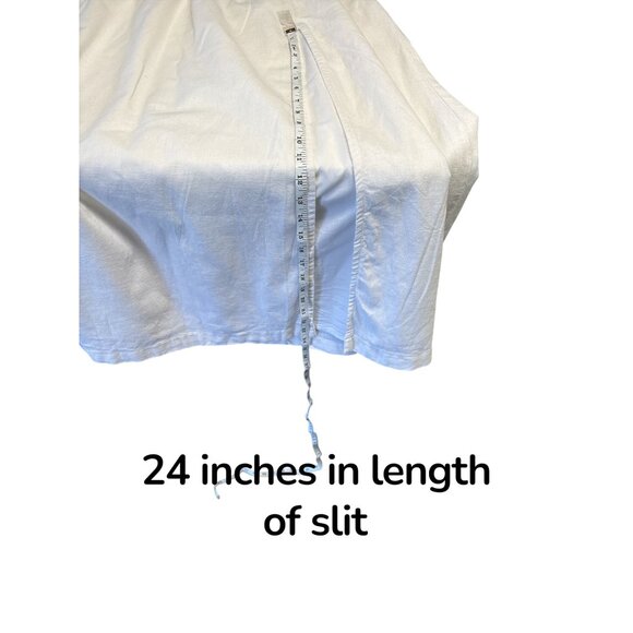 Abercrombie & Fitch White Linen-Blend Midi Skirt | Minimalist Resortwear with Si - Picture 8 of 8